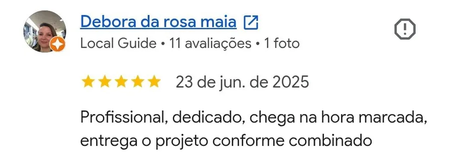 Avaliação no Google de Debora da rosa maia