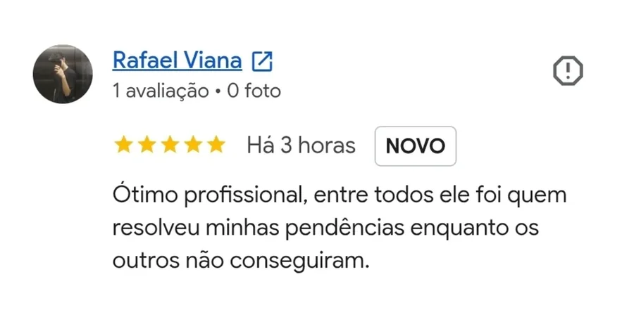 Avaliação no Google de Rafael Viana