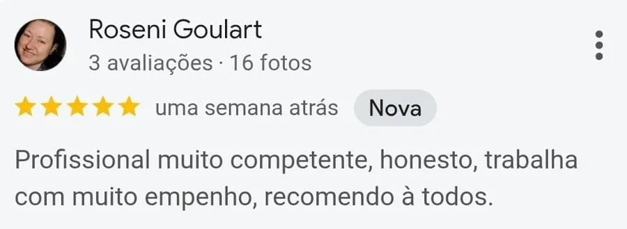 Avaliação no Google de Roseni Goulart
