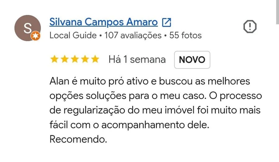 Avaliação no Google de Silvana Campos Amaro